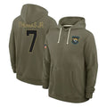 Johmsee J.Jaguars #7 Brian Thomas Jr. Player Olive Salute to Service Pullover Hoodies Limited Stitched Jerseys