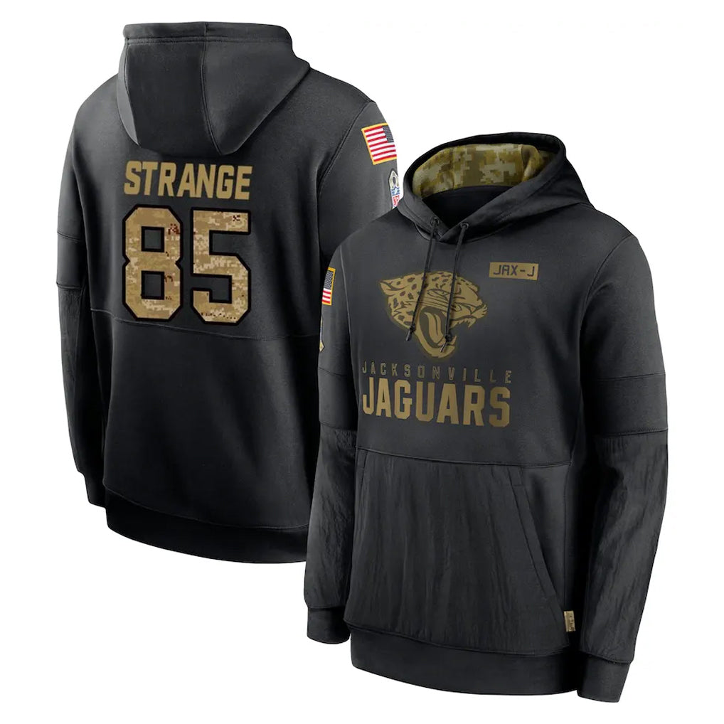 Johmsee J.Jaguars #85 Brenton Strange Player Black Salute to Service Hoodies Limited Game Stitched Jerseys