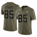 Johmsee J.Jaguars #85 Brenton Strange Player Olive Salute To Service Limited Stitched Jerseys