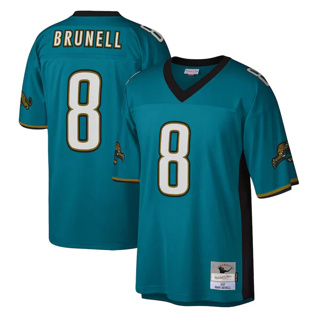 Johmsee J.Jaguars #8 Mark Brunell?Player Teal Mitchell & Ness Legacy Home Game Stitched Jerseys