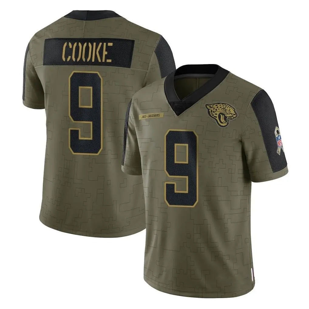 Johmsee J.Jaguars #9 Logan Cooke Player Olive Salute To Service Limited Game Stitched Jerseys