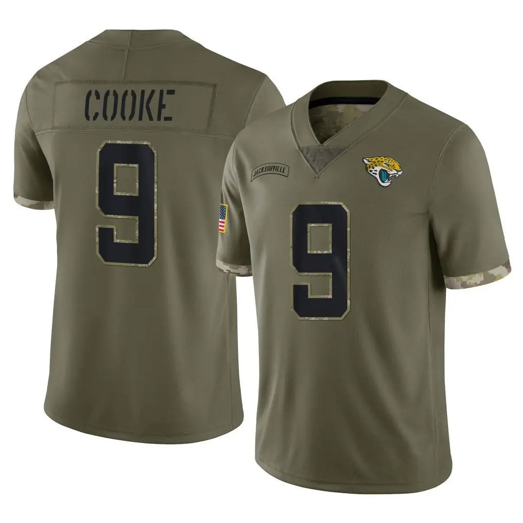 Johmsee J.Jaguars #9 Logan Cooke Player Olive Salute To Service Limited Stitched Jerseys