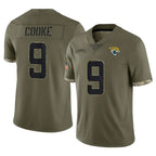 Johmsee J.Jaguars #9 Logan Cooke Player Olive Salute To Service Limited Stitched Jerseys