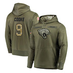 Johmsee J.Jaguars #9 Logan Cooke Player Olive Salute to Service Pullover Hoodies Home Game Stitched Jerseys