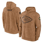 Johmsee KC.Chiefs Brown Salute to Service Hoodies Limited Game Blank Player Stitched Jerseys