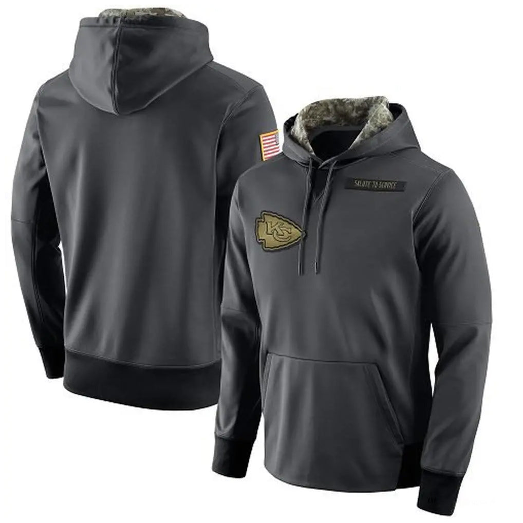 Johmsee KC.Chiefs Gray Salute to Service Hoodies Limited Game Blank Player Stitched Jerseys