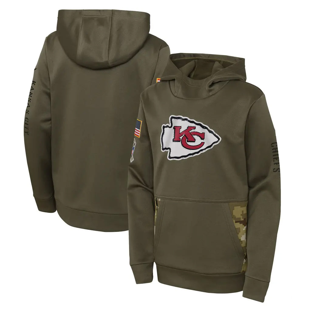 Johmsee KC.Chiefs Olive Salute to Service Therma Performance Pullover Hoodie Limited Game Stitched Jerseys