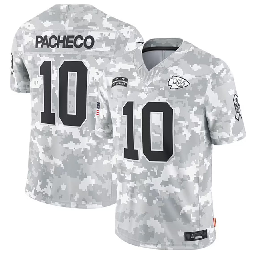 Johmsee KC.Chiefs #10 Isiah Pacheco Player Arctic Camo Salute to Service Limited Stitched Jerseys
