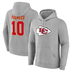 Johmsee KC.Chiefs #10 Isiah Pacheco Player Gray Pullover Hoodies Stitched Jerseys