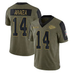 Johmsee KC.Chiefs #14 Matt Araiza Player Olive Salute To Service Limited Game Stitched Jerseys