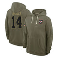 Johmsee KC.Chiefs #14 Matt Araiza Player Olive Salute to Service Pullover Hoodies Limited Stitched Jerseys