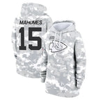 Johmsee KC.Chiefs #15 Patrick Mahomes Player Arctic Camo Salute to Service Hoodies Stitched Jerseys