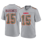 Johmsee KC.Chiefs #15 Patrick Mahomes Player Gray Atmosphere Fashion Game Stitched Jerseys