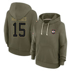 Johmsee KC.Chiefs #15 Patrick Mahomes Player Olive Salute to Service Hoodies Stitched Jerseys