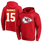Johmsee KC.Chiefs #15 Patrick Mahomes Player Red Pullover Hoodies Stitched Jerseys