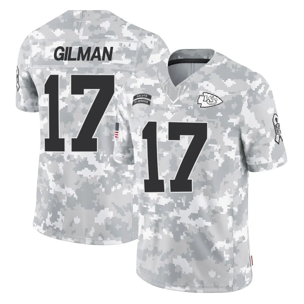 Johmsee KC.Chiefs #17 Alohi Gilman Player Arctic Camo Salute To Service Limited Game Stitched Jerseys