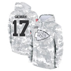 Johmsee KC.Chiefs #17 Alohi Gilman Player Arctic Camo Salute to Service Hoodies Limited Game Stitched Jerseys