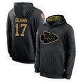 Johmsee KC.Chiefs #17 Alohi Gilman Player Black Salute to Service Hoodies Limited Game Stitched Jerseys