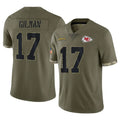 Johmsee KC.Chiefs #17 Alohi Gilman Player Olive Salute To Service Limited Stitched Jerseys