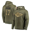 Johmsee KC.Chiefs #17 Alohi Gilman Player Olive Salute to Service Pullover Hoodies Home Game Stitched Jerseys