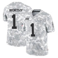 Johmsee KC.Chiefs #1 Xavier Worthy Player Arctic Camo Salute To Service Limited Game Stitched Jerseys