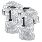 Johmsee KC.Chiefs #1 Xavier Worthy Player Arctic Camo Salute To Service Limited Game Stitched Jerseys