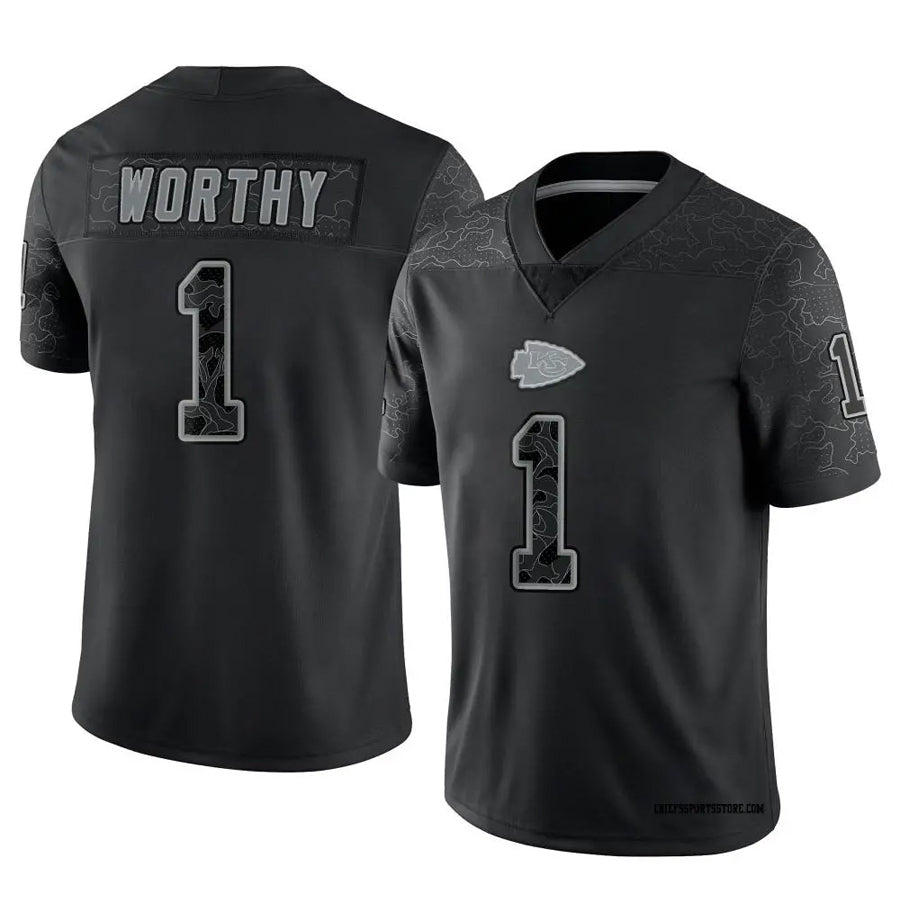 Johmsee KC.Chiefs #1 Xavier Worthy Player Black RFLCTV Limited Stitched Jerseys