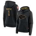 Johmsee KC.Chiefs #1 Xavier Worthy Player Black Salute to Service Hoodies Stitched Jerseys