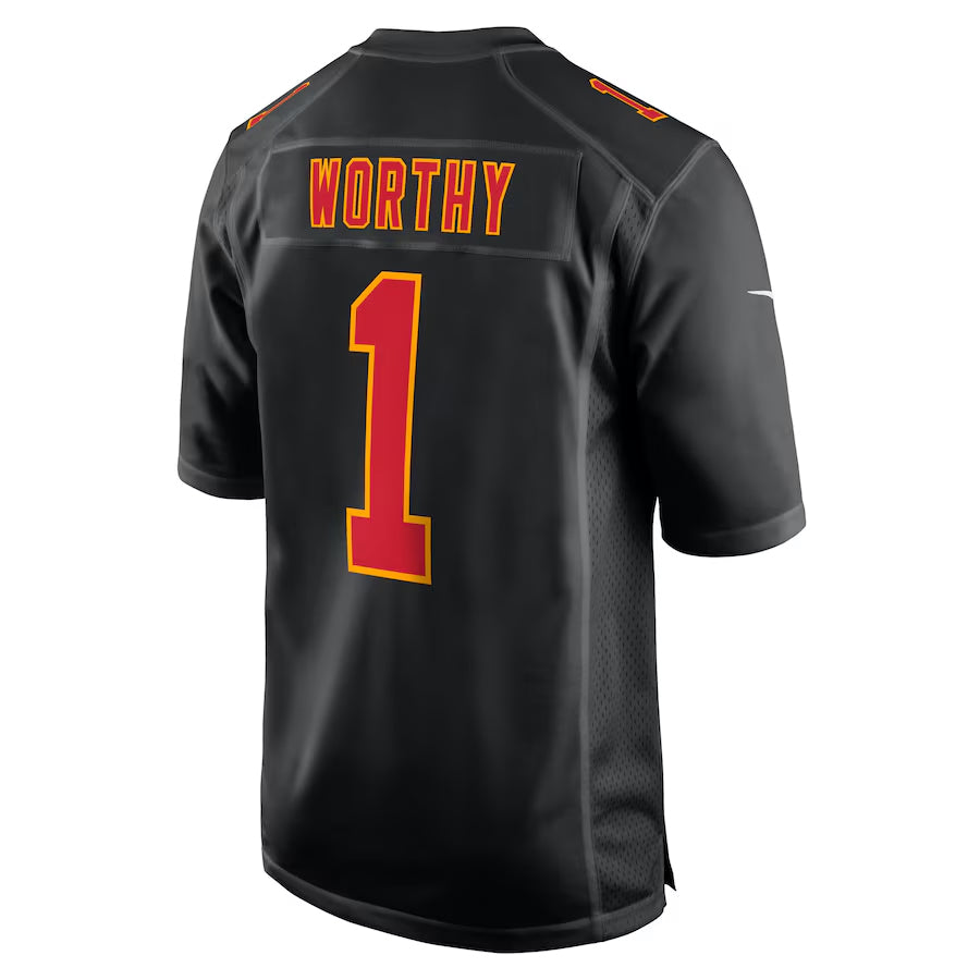 Johmsee KC.Chiefs #1 Xavier Worthy Player Carbon Black Fashion Game Stitched Jerseys