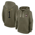 Johmsee KC.Chiefs #1 Xavier Worthy Player Olive Salute to Service Hoodies Stitched Jerseys