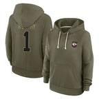 Johmsee KC.Chiefs #1 Xavier Worthy Player Olive Salute to Service Hoodies Stitched Jerseys