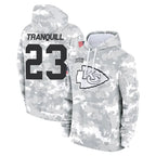 Johmsee KC.Chiefs #23 Drue Tranquill Player Arctic Camo Salute to Service Hoodies Limited Game Stitched Jerseys