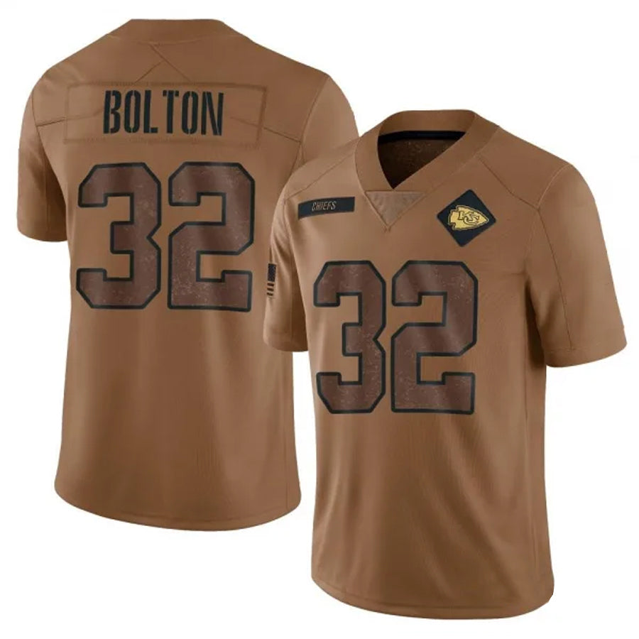 Johmsee KC.Chiefs #32 Nick Bolton Player Brown Salute To Service Limited Stitched Jerseys