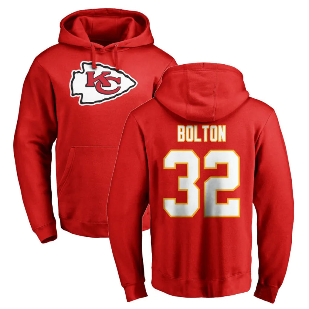 Johmsee KC.Chiefs #32 Nick Bolton Player Red Pullover Hoodies Stitched Jerseys