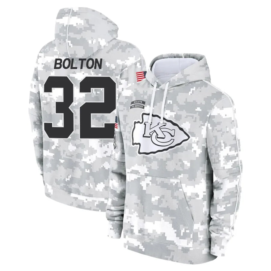 Johmsee KC.Chiefs #32 Nick Bolton Player Salute to Service Hoodies Stitched Jerseys