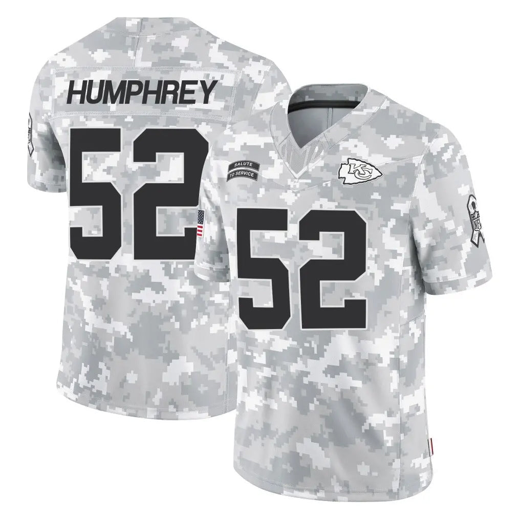 Johmsee KC.Chiefs #52 Creed Humphrey Player Arctic Camo Salute To Service Limited Game Stitched Jerseys