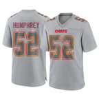 Johmsee KC.Chiefs #52 Creed Humphrey Player Gray Atmosphere Fashion Game Stitched Jerseys