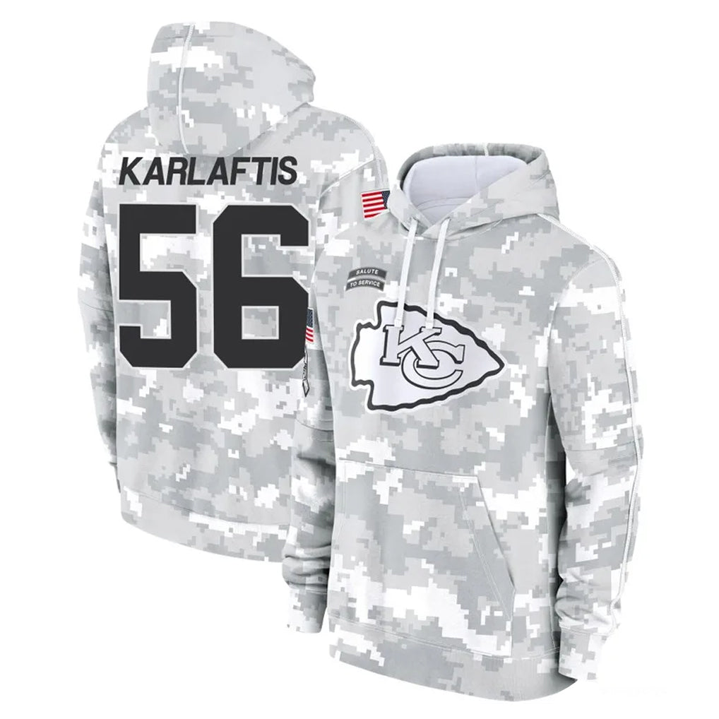 Johmsee KC.Chiefs #56 George Karlaftis Player Arctic Camo Salute to Service Hoodies Limited Game Stitched Jerseys