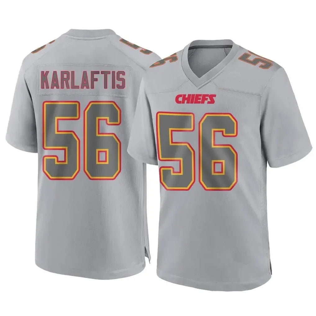 Johmsee KC.Chiefs #56 George Karlaftis Player Gray Atmosphere Fashion Game Stitched Jerseys
