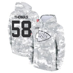 Johmsee KC.Chiefs #58 Derrick Thomas Player Arctic Camo Salute to Service Hoodies Stitched Jerseys