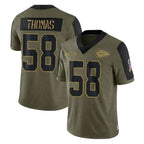 Johmsee KC.Chiefs #58 Derrick Thomas Player Olive Salute To Service Limited Game Stitched Jerseys