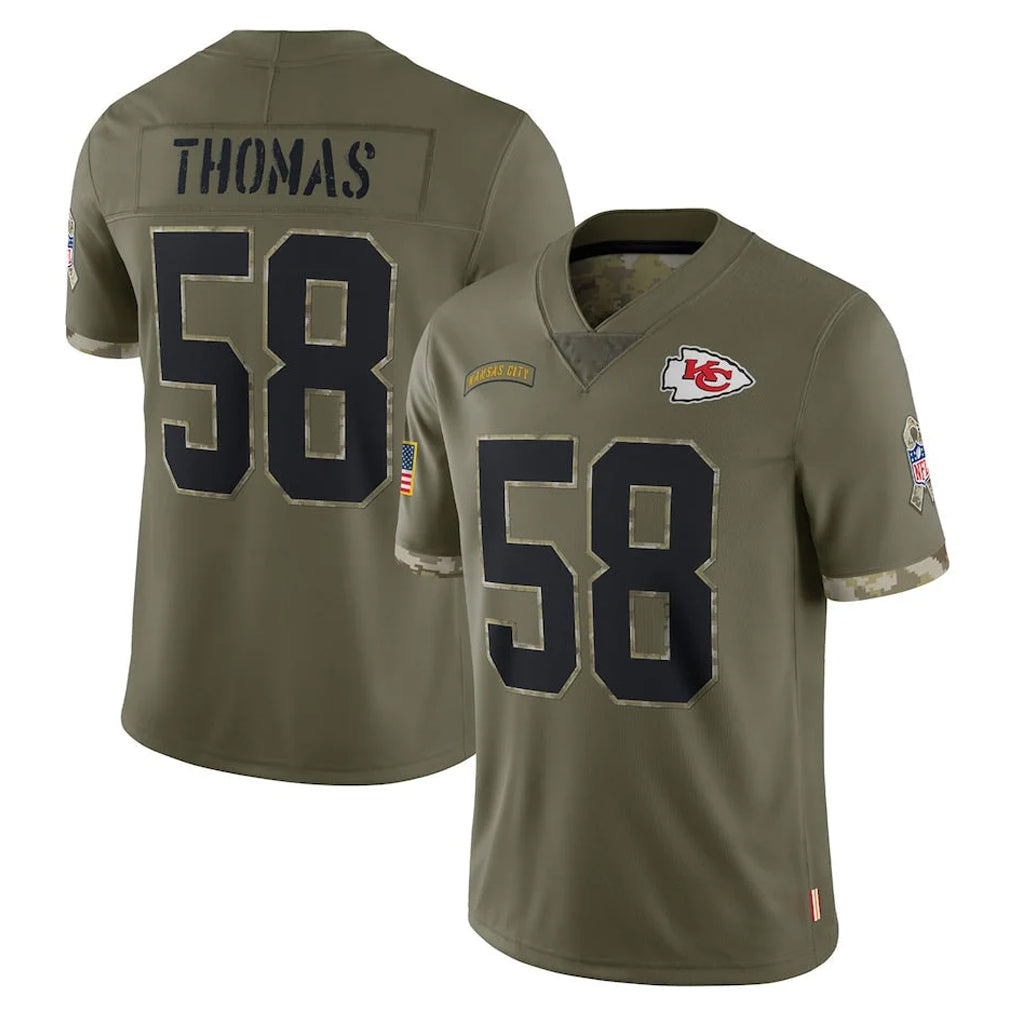 Johmsee KC.Chiefs #58 Derrick Thomas Player Olive Salute To Service Limited Stitched Jerseys