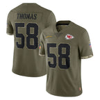 Johmsee KC.Chiefs #58 Derrick Thomas Player Olive Salute To Service Limited Stitched Jerseys