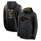 Johmsee KC.Chiefs #5 Mansoor Delane Player Black Salute to Service Hoodies Limited Game Stitched Jerseys