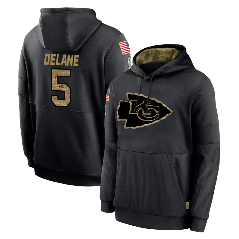 Johmsee KC.Chiefs #5 Mansoor Delane Player Black Salute to Service Hoodies Limited Game Stitched Jerseys