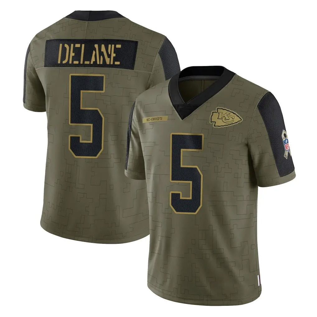 Johmsee KC.Chiefs #5 Mansoor Delane Player Olive Salute To Service Limited Game Stitched Jerseys