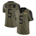 Johmsee KC.Chiefs #5 Mansoor Delane Player Olive Salute To Service Limited Game Stitched Jerseys