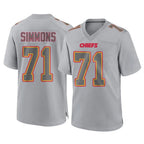 Johmsee KC.Chiefs #71 Josh Simmons Player Gray Atmosphere Fashion Game Stitched Jerseys