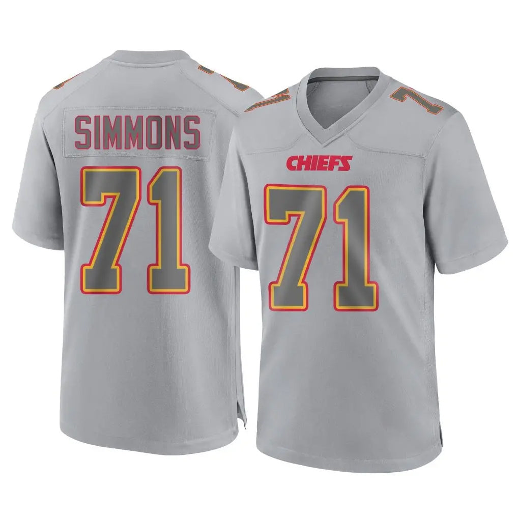 Johmsee KC.Chiefs #71 Josh Simmons Player Gray Atmosphere Fashion Game Stitched Jerseys