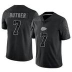 Johmsee KC.Chiefs #7 Harrison Butker Player Black RFLCTV Limited Stitched Jerseys